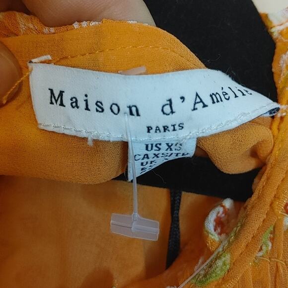 Maison d' Amelie Orange Floral NWT New Size Extra Small XS Vibrant Spring - Picture 8 of 11